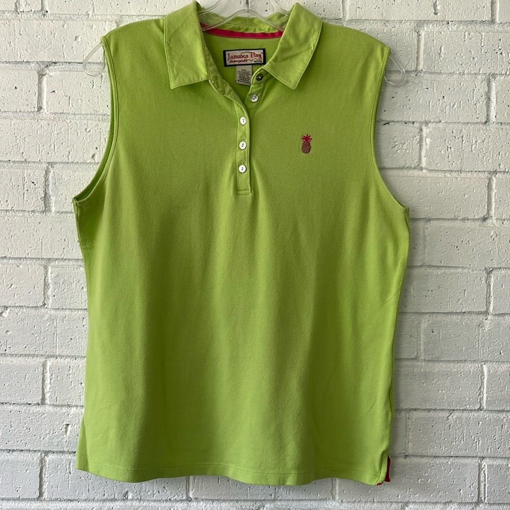 Jamaica Bay women’s sleeveless polo shirt, lime green, Petite Extra Large, Golf,
